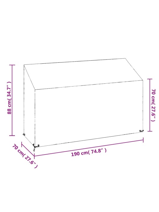 Puutarhapenkkisuojat 2 kpl 8 purjerengasta 190x70x70/88 cm PE