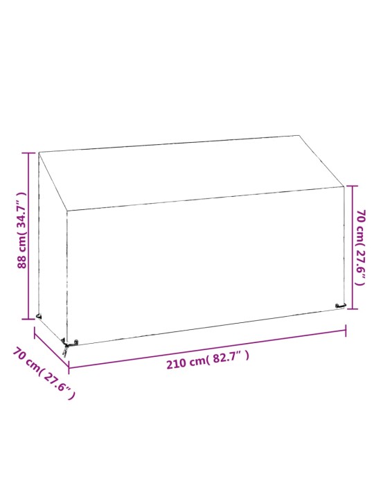 Puutarhapenkkisuojat 2 kpl 12 purjerengasta 210x70x70/88 cm PE