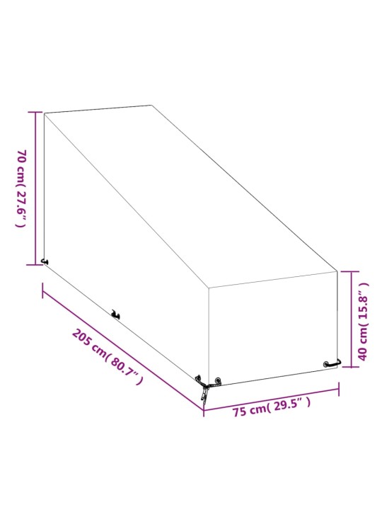 Aurinkotuolin suojus 2 kpl 12 purjerengasta 205x75x40 cm PE