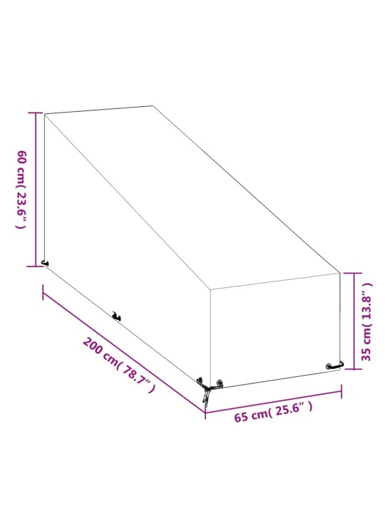 Aurinkotuolin suojus 2 kpl 12 purjerengasta 200x65x35/60 cm PE