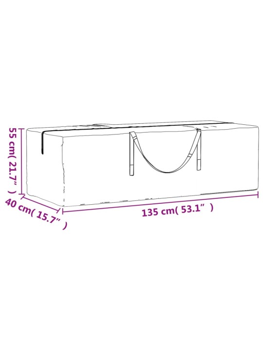 Ulkotyynyjen säilytyskassit 2 kpl musta 135x40x55 cm polyeteeni