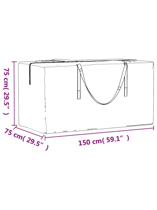 Ulkotyynyjen säilytyskassit 2 kpl musta 150x75x75 cm polyeteeni