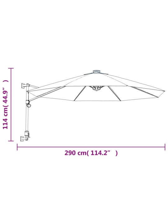 Seinäkiinnitteinen aurinkovarjo omenanvihreä 290 cm