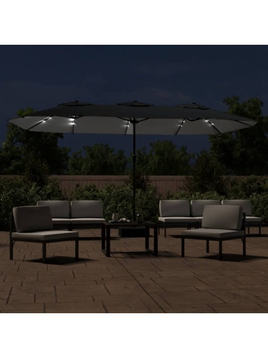 Aurinkovarjo kaksipäinen led-valot musta 449x245 cm