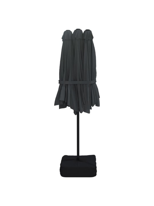 Aurinkovarjo kaksipäinen led-valot musta 449x245 cm