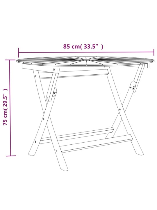 Kokoontaittuva puutarhapöytä Ø 85x75 cm täysi tiikkipuu