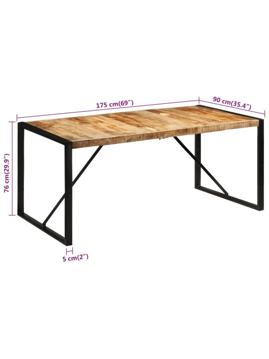 Ruokapöytä 175x90x76 cm täysi karkea mangopuu