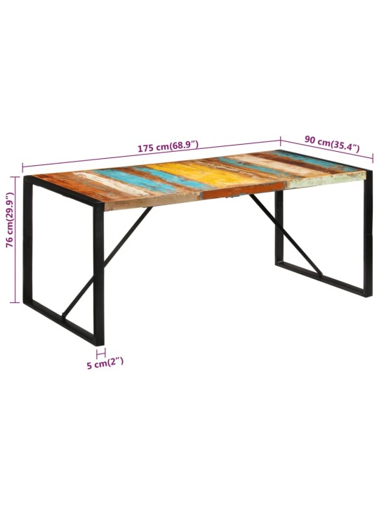 Ruokapöytä 175x90x76 cm kierrätetty täyspuu