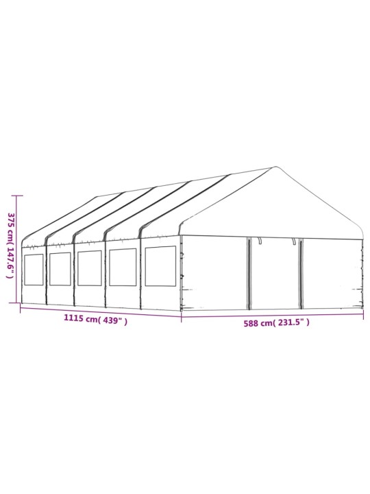 Huvimaja katolla valkoinen 11,15x5,88x3,75 m polyeteeni