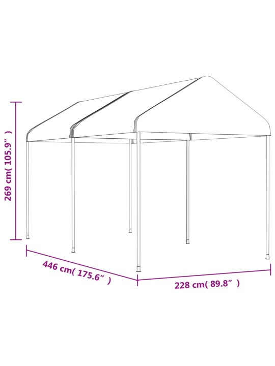 Huvimaja katolla valkoinen 4,46x2,28x2,69 m polyeteeni