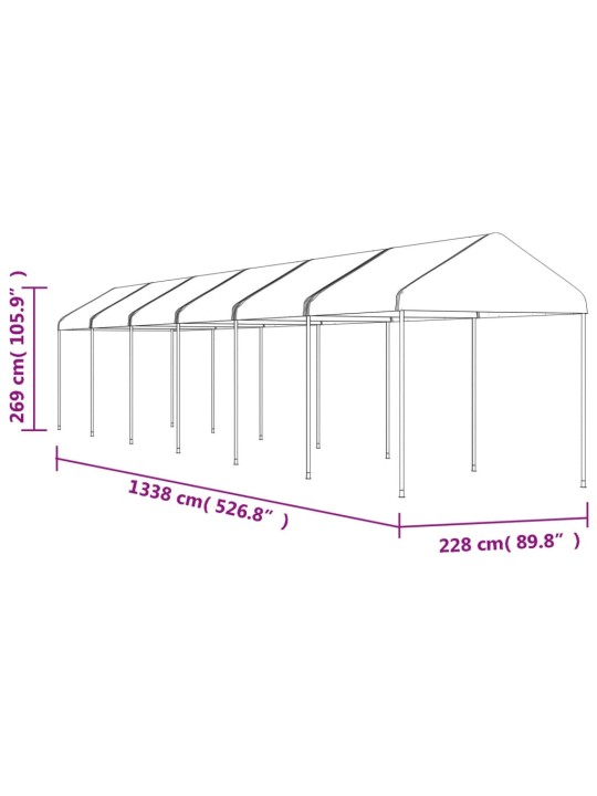 Huvimaja katolla valkoinen 13,38x2,28x2,69 m polyeteeni