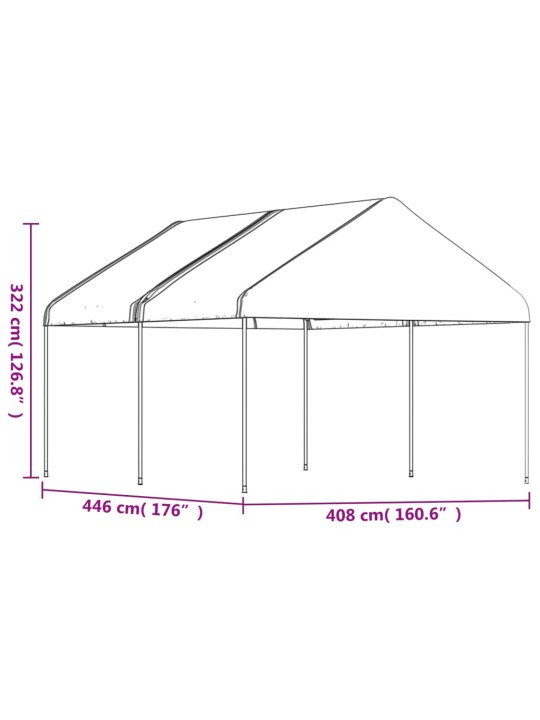 Huvimaja katolla valkoinen 4,46x4,08x3,22 m polyeteeni