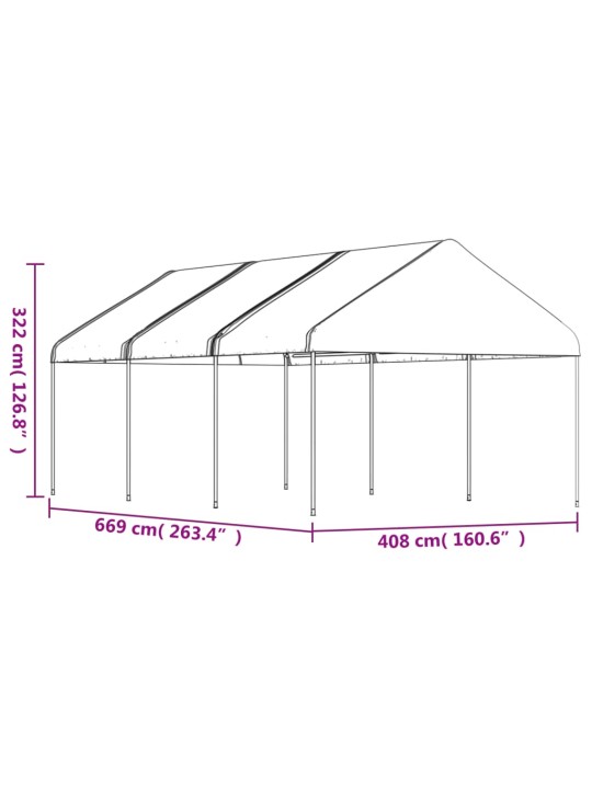 Huvimaja katolla valkoinen 6,69x4,08x3,22 m polyeteeni