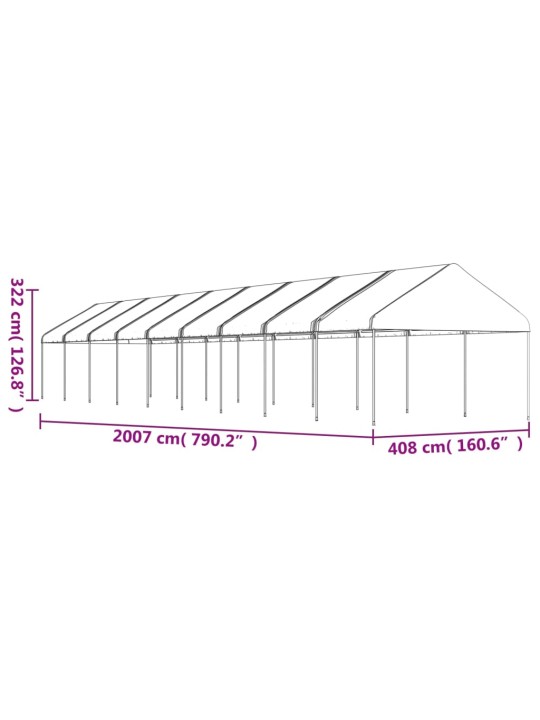 Huvimaja katolla valkoinen 20,07x4,08x3,22 m polyeteeni