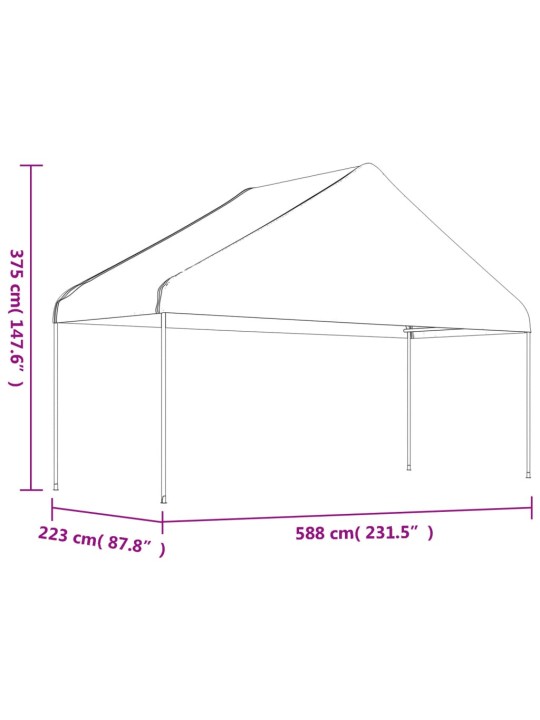 Huvimaja katolla valkoinen 4,46x5,88x3,75 m polyeteeni