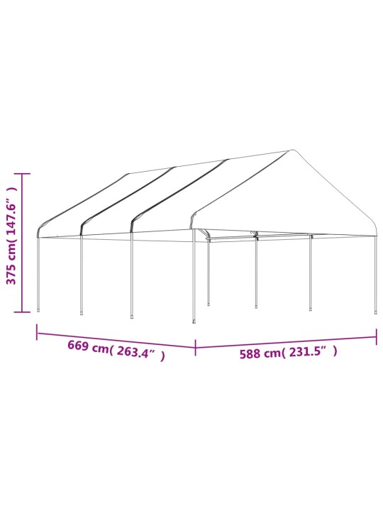 Huvimaja katolla valkoinen 6,69x5,88x3,75 m polyeteeni