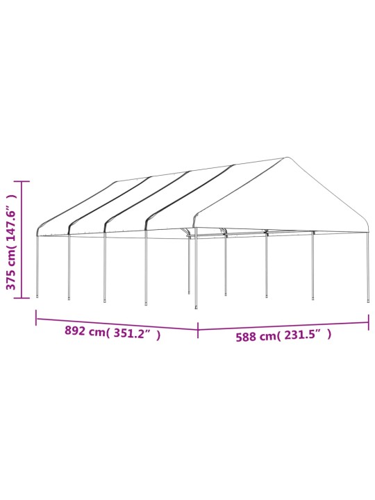 Huvimaja katolla valkoinen 8,92x5,88x3,75 m polyeteeni