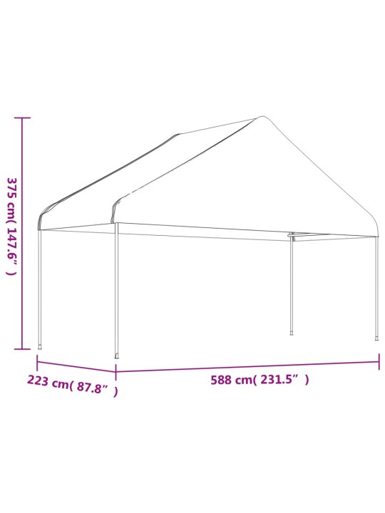 Huvimaja katolla valkoinen 20,07x5,88x3,75 m polyeteeni