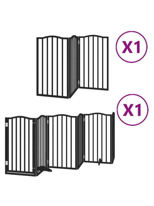 Koiraportti kokoontaittuva 9 paneelia musta 450 cm poppelipuu
