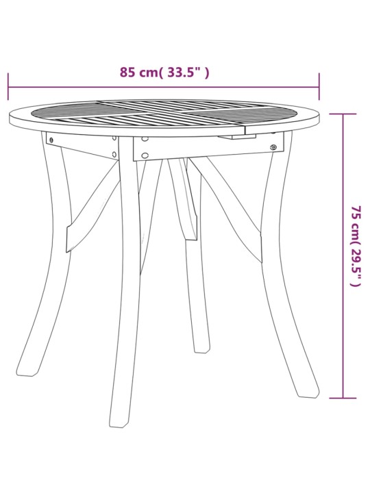 Puutarhapöytä Ø 85 cm täysi akasiapuu