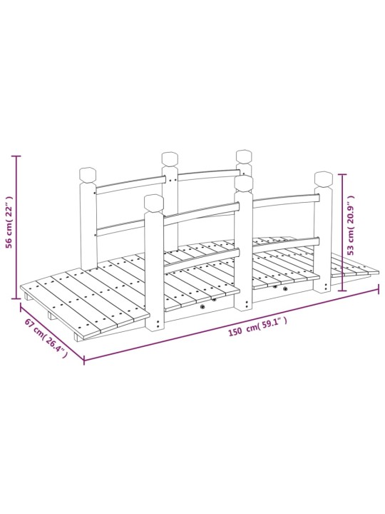 Puutarhasilta kaiteilla 150x67x56 cm täysi kuusi