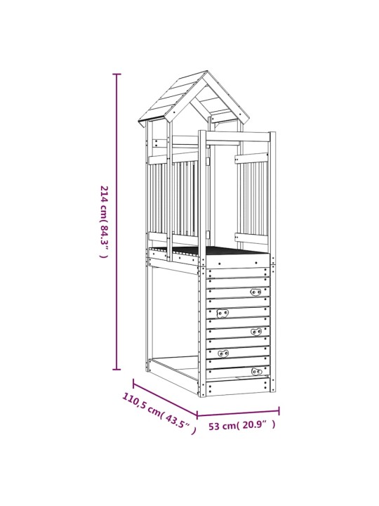 Leikkitorni kiipeilykiviseinällä 53x110,5x214cm kyllästetty puu