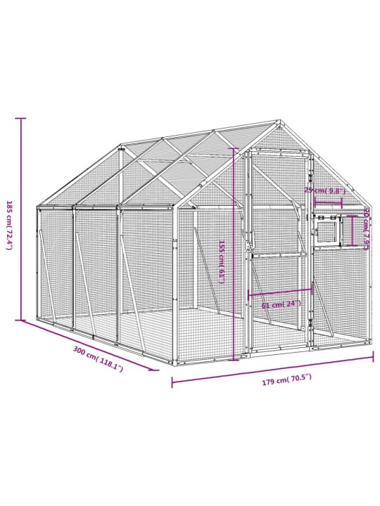 Aviaario antrasiitti 1,79x3x1,85 m alumiini