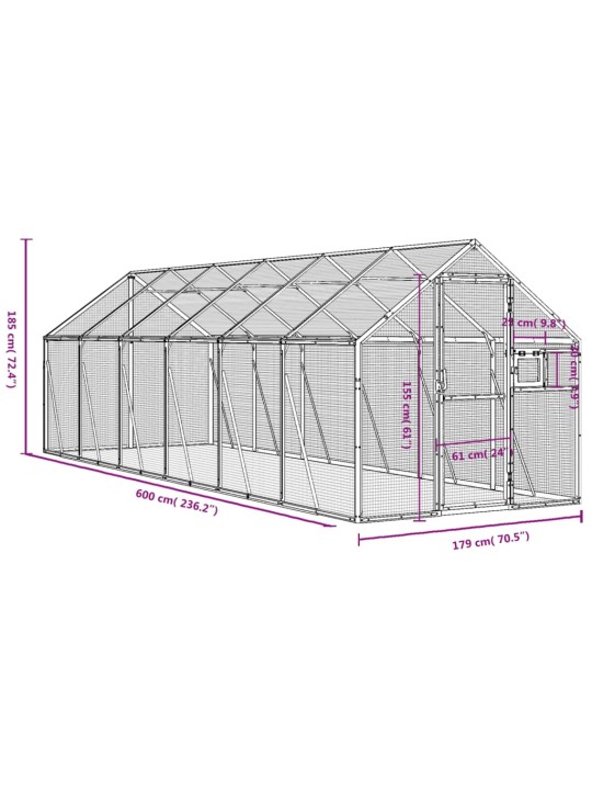 Aviaario antrasiitti 1,79x6x1,85 m alumiini