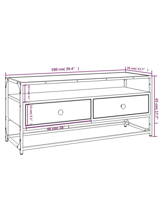 TV-taso musta 100x35x45 cm tekninen puu