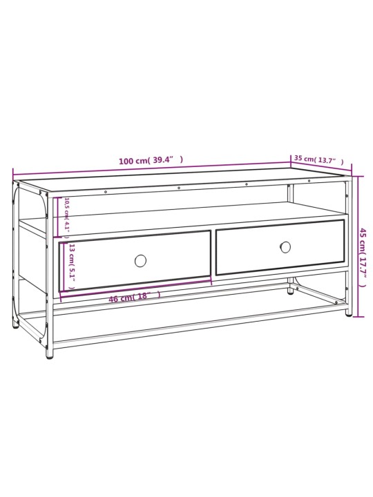 TV-taso Sonoma-tammi 100x35x45 cm tekninen puu