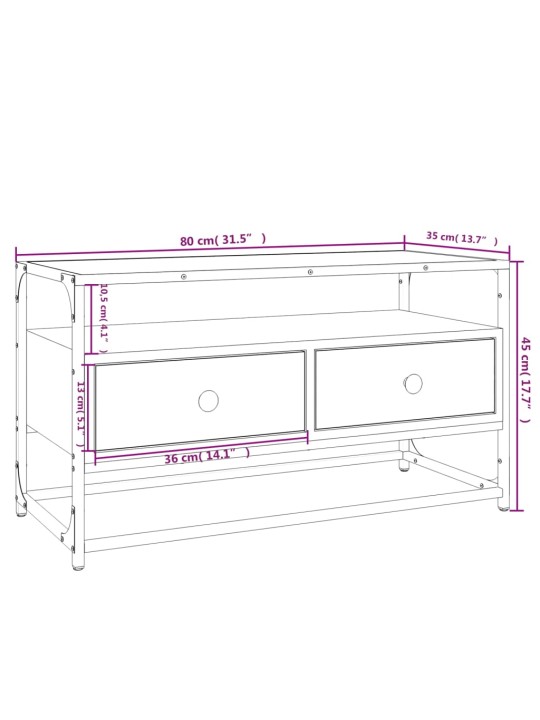 TV-taso harmaa Sonoma 80x35x45 cm tekninen puu