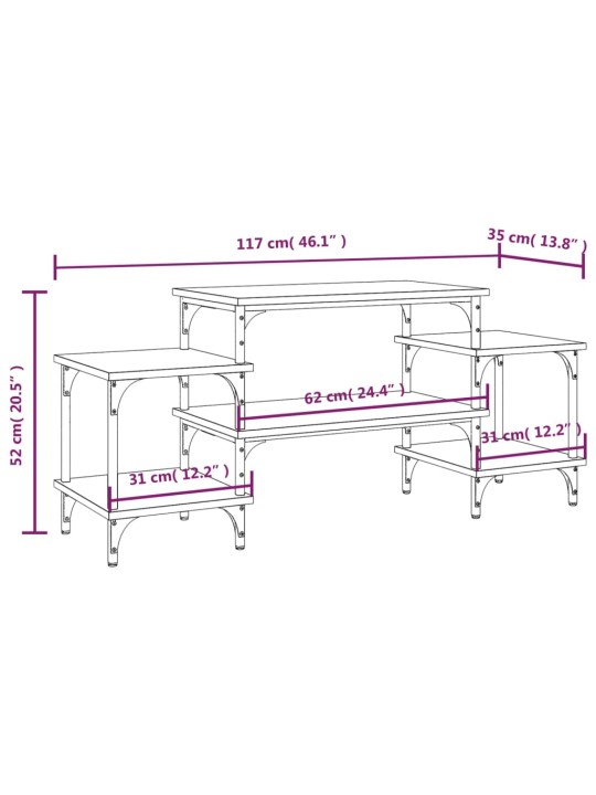 TV-taso ruskea tammi 117x35x52 cm tekninen puu