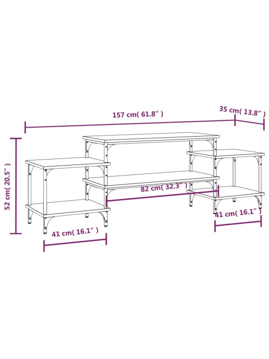 TV-taso ruskea tammi 157x35x52 cm tekninen puu
