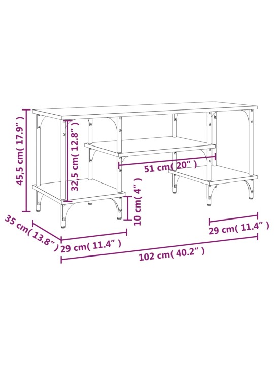 TV-taso musta 102x35x45,5 cm tekninen puu