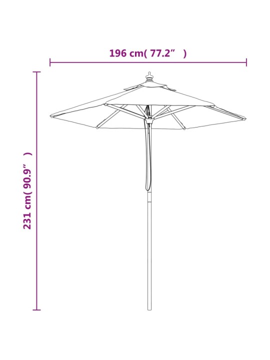 Puutarhan aurinkovarjo puutolppa taupe 196x231 cm