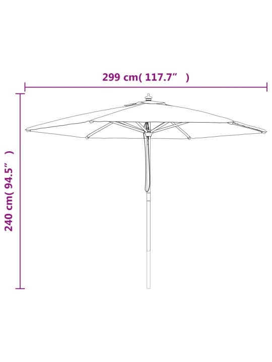 Puutarhan aurinkovarjo puutolppa musta 299x240 cm