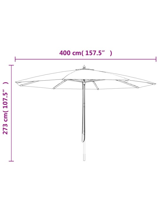 Puutarhan aurinkovarjo puutolppa terrakotta 400x273 cm