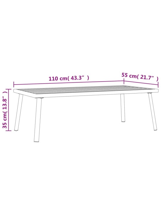 Puutarhasohvapöytä antrasiitti 110x55x35 cm teräs