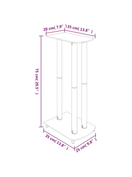 Kaiutinjalustat 2 kpl karkaistu lasi 3 pilaria musta