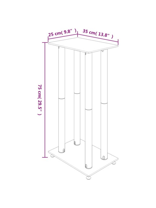 Kaiutinjalustat 2 kpl karkaistu lasi 4 pilaria musta