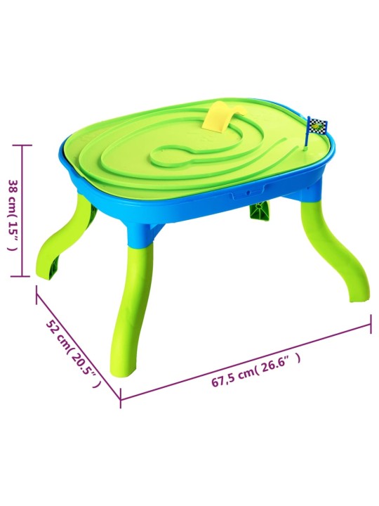 3-in-1 Lasten hiekka- ja vesipöytä 67,5x52x38 cm polypropeeni