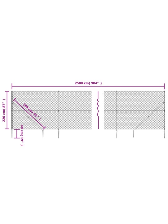 Verkkoaita maapiikeillä antrasiitti 2,2x25 m