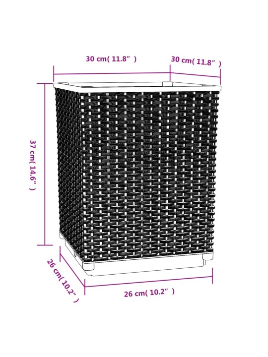 Kukkalaatikot 2 kpl tummanharmaa 30x30x37 cm polypropeeni