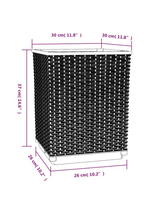 Kukkalaatikot 2 kpl ruskea 30x30x37 cm polypropeeni