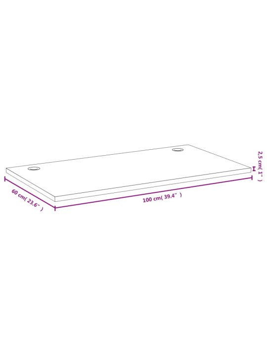 Pöytälevy 100x60x2,5 cm bambu