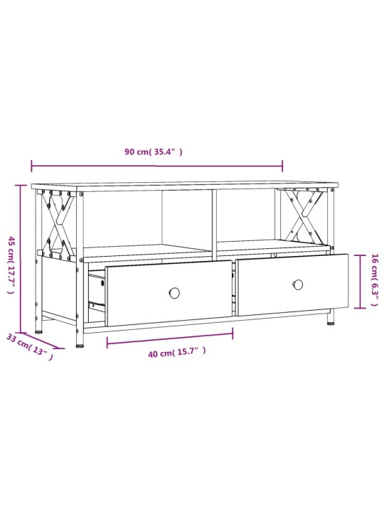 TV-taso musta 90x33x45 cm tekninen puu ja rauta