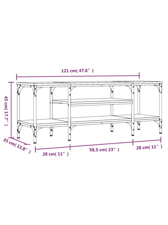 TV-taso savutammi 121x35x45 cm tekninen puu ja rauta