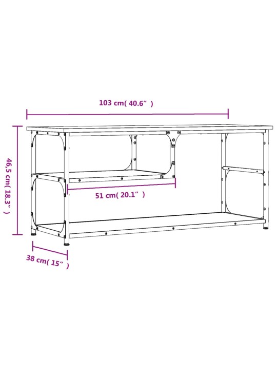 TV-taso musta 103x38x46,5 cm tekninen puu ja teräs