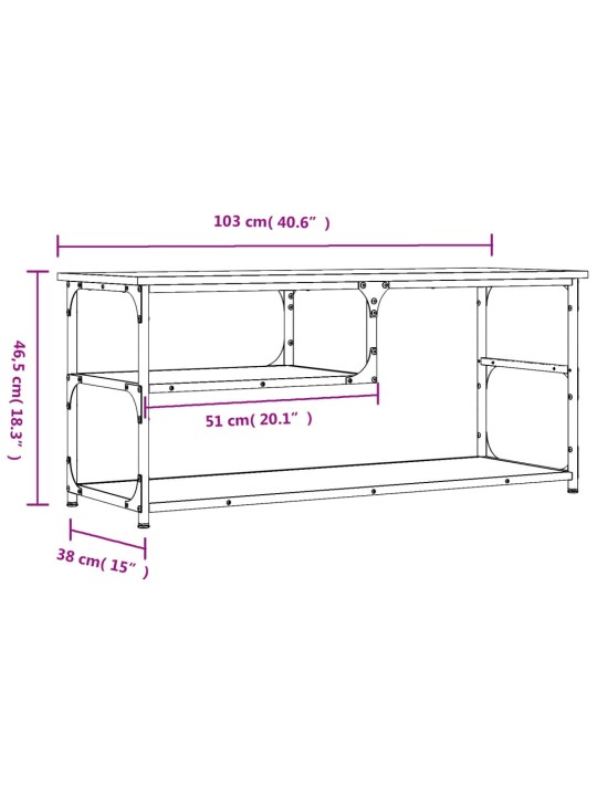 TV-taso savutammi 103x38x46,5 cm tekninen puu ja teräs