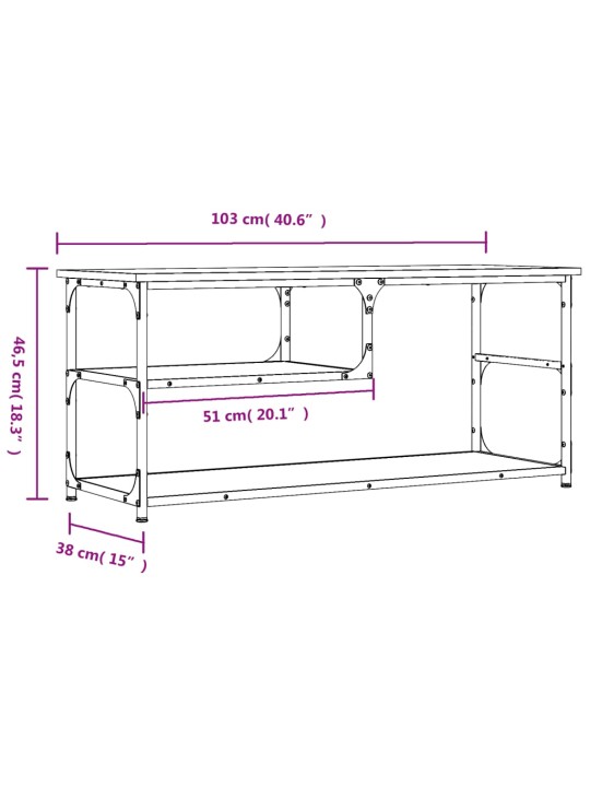 TV-taso ruskea tammi 103x38x46,5 cm tekninen puu ja teräs